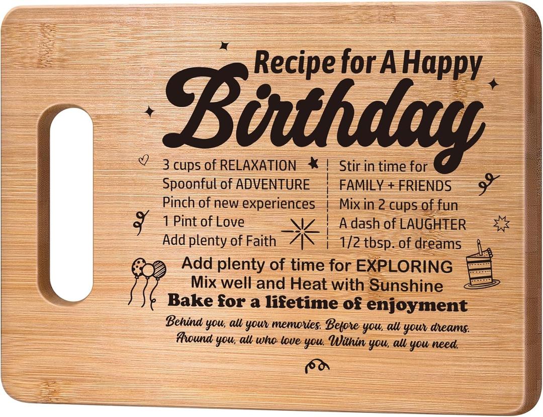 4 x Birthday Gifts for Women Men,Best Friend Birthday Gifts for Her Him,Year Old Birthday Gifts for Women Friendship,Birthday Gift Ideas for Dad Mom Sister Girls,Happy Birthday Decorations Cutting Board
