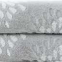 Pidada Hand Towels Set of 2 Hydrangea Floral Pattern 100% Cotton Absorbent Soft Decorative Towel for Bathroom (Light Grey)