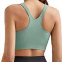 Promover Longline Sports Bra Womens Racerback Ribbed U Neck Padded Sports Bras Seamless Medium Iimpact Supportive(Lake Blue,L)