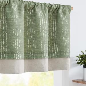 jinchan Geometric Striped Boho Valance Curtains Blackout Double Layer Valance for Windows 18 Inch Farmhouse Window Treatment for Kitchen Living Room Bedroom Rod Pocket 1 Panel Green