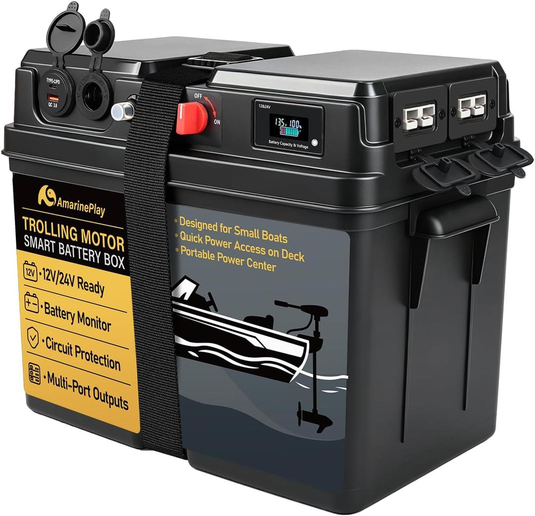 Trolling Motor Smart Battery Box Power Center 12/ 24V w/ Anderson Multi Port