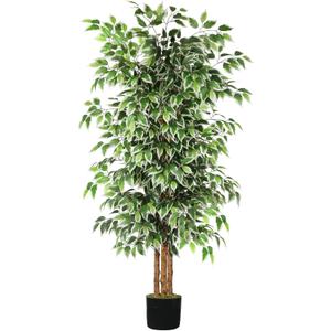 GTIDEA 6ft Artificial Tree Ficus, Tall Faux Trees Indoor with Natural Trunk and Fake Silk Tree Fake Plants for Home Winter Decor Living Room Outdoor Balcony House Office