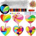 Ayhuhra 30 Sets Valentines Heart Suncatchers for Windows Glow in The Dark Valentines DIY Window Paint Art Suncatchers for Valentine's Day Gift Exchange Mother's Day Art Craft Party Supplies