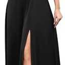 BeryLove Women's Elegant Wedding Guest One Shoulder Bridesmaid Dresses with Tie Strap Flowy Long Formal Dresses 7078 Black L