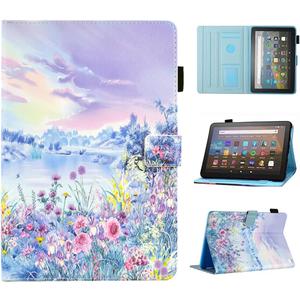 MonsDirect Case for Amazon Kindle Fire HD 10 & Fire HD 10 Plus Tablet 13th/11th Generation 2023 2021 Release, Smart Auto Wake Sleep Folio Case Stand Protective Cover with Card Slots, Purple Scenery