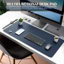 K KNODEL Large Office Leather Desk Mat, Mouse and Keyboard Pad, Computer and Laptop Mat, Desktop Protector and Cover, Writing Pad and Blotter (35.4"x17", Dark Blue)