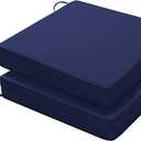 Favoyard Patio Chair Cushions 18 x 18 x 3 Inch Waterproof Outdoor Seat Cushions for Patio Furniture 3-Year Color Fastness Garden Sofa Couch Pads with Handle & Adjustable Straps Set of 2, Blue