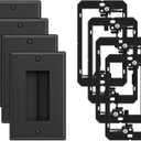 Iwillink (4 Pack) Brush Wall Plate with Low Voltage Mounting Bracket, Cable Pass Through Insert for Wires, Single Gang Cable Access Strap, Wall Socket for HDTV, Home Theater Systems - Black