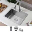 21 Inch Kitchen Sink Single-Bowl - Drop in Stainless Steel Residential Sink with Single Hole, Top-Mount Modern Sinks with Rear Drain, Nano-Silver, 21" X 18" X 9"