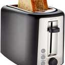Amazon Basics 2 Slice Toaster, With 6 Browning Settings, Extra Wide Slots For Bagels and Special Breads, Removable Easy-to-Clean Crumb Tray, Cancel/Defrost/Bagel Buttons, 900W, Black & Silver