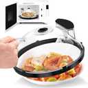 Microwave Splatter Cover with Water Steamer, 10 inch Clear Microwave Plate Cover for Food, Splatter Guard Microwave Lid for Microwave Oven, Kitchen Gadgets Accessories, Black