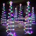 Macarrie 6 Pcs Spiral Christmas Tree Lights 3 ft 4 ft 6 ft Tall Outdoor Lighted Christmas Tree 125 LEDs Plug in Outdoor Decorations Tree and Star Topper for Xmas Yard Garden (Colorful)