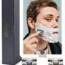 Heated Shower Mirror Fogless for Shaving with LED Light of 8X5.5inch, Rechargeable Fogless Mirror for Shower with 2 Razor Holders, Made of Real Glass, No Distortion