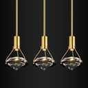 Modern Crystal Pendant Light,LED Crystal Hanging Light Fixture for Dining Room,3 Pack Diamond Crystal Chandelier,Height Adjustable Pendants Lamp,Gold Ceiling Pendant Light for Kitchen Island Bedroom