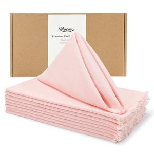 keypan Thanksgiving Cloth Napkins Washable, Linen Cotton Table Rustic Fabric Napkin Bulk with Fringe for Dinner Wedding Party Set of 8 17x17 inch