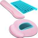 KTRIO Ergonomic Keyboard Wrist Rest, Memory Foam Mouse Pad with Wrist Rest for Computer Keyboard, Mouse Pad Set for Easy Typing & Pain Relief for Office & Home, Pale Pink
