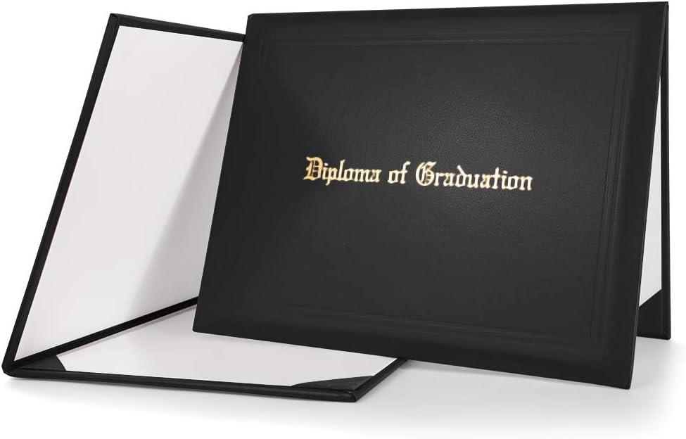 GraduationMall Imprinted Diploma Cover for Certificate 8.5''x 11'' Black,1-Pack