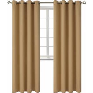 BGment Blackout Curtains for Living Room - Grommet Thermal Insulated Room Darkening Curtains for Bedroom, 2 Panels of 52 x 84 Inch, Khaki