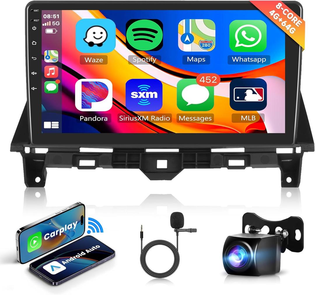 8 Core 4G 64G Android Car Stereo for Honda Accord 8th 2008-2013, Wireless Carplay Android Auto Car Radio,10.1 Touch Screen Head Unit WiFi GPS Navigation Mirror Link Bluetooth FM/RDS DSP Rear Camera