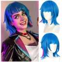 Blue Anime Wig Short Blue Bob Cosplay Wig Women Girls Halloween Party Heat Resistant Synthetic Hair
