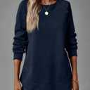 BLENCOT Crewneck Sweatshirt Long Sleeve Pullover Textured Fall Blouse Comfy | Button Business Casual Winter Blouse Loose Fit Oversized Shirts Outfits For Women Comfy Workout Tops Raglan Trendy Cozy Solid (M)