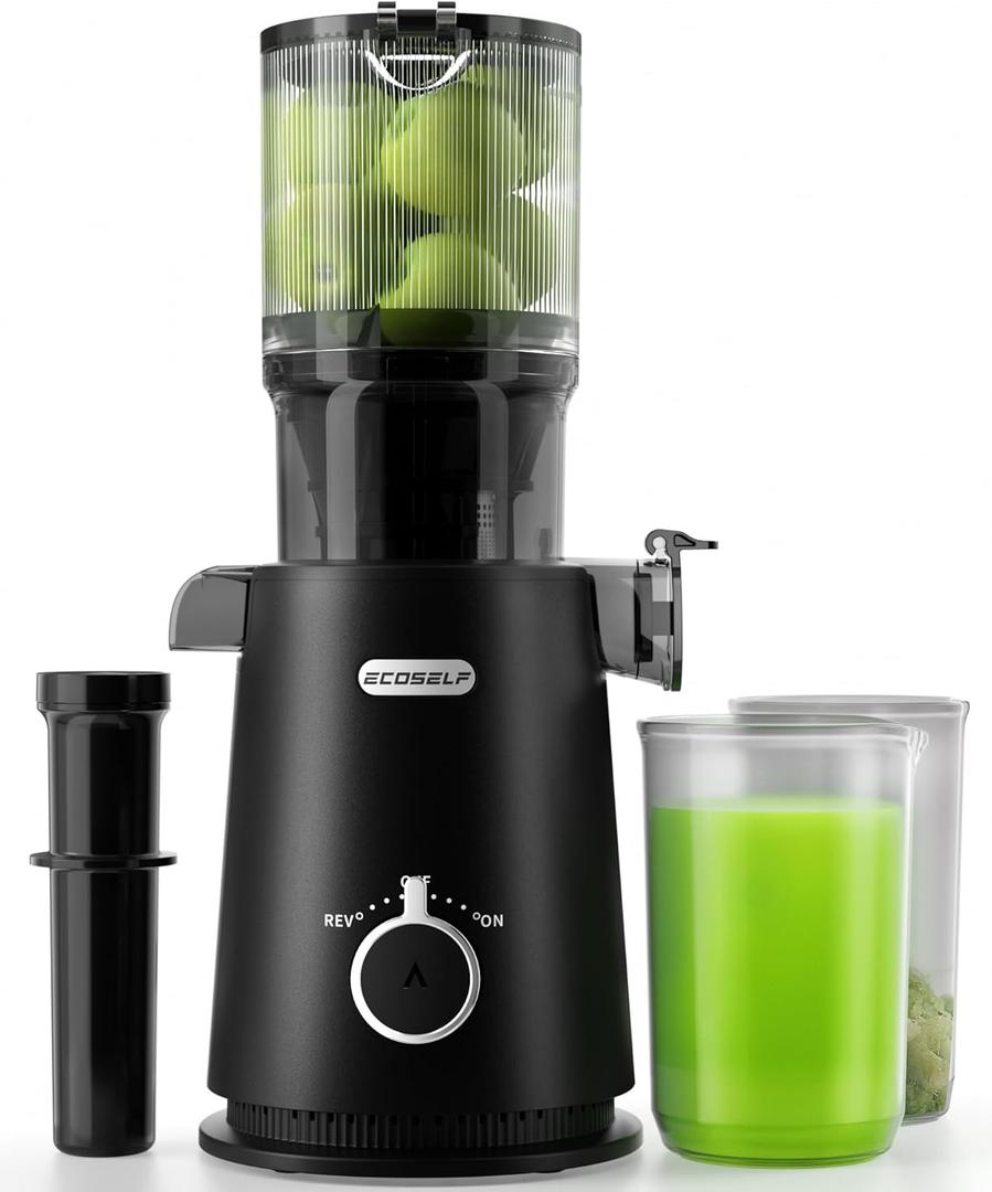 ECOSELF Black Juicer Machines with Wide Mouth, High Juice Yield