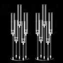 2Pcs Acrylic Candelabra Centerpieces for Wedding,Clear Crystal 5 Arm Candlesticks Holder with Acrylic Shade for Valentine's day Dinner Party Fireplace Gift Fit 0.87 LED Candle
