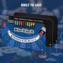 70" x 35" Blackjack Table Mat, Non-Slip Rubber Backing Waterproof Tear Resistant Blackjack Mat, Casino Style Tabletop Layout for Home Game Nights Parties Card Tables, Fits 6-8 Players