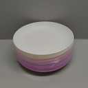 LIYH 12 Pcs Wheat Straw Plates - Dinner Plates Reusable 10in Unbreakable Lightweight and Durable Plastic Camping Plates, Dishwasher Safe (Mix White and Purple Color)