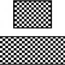 2 Piece Carpet Rubber Backing Non-Slip Kitchen Mat Doormat Area Rugs (17"x23"+17"x47", Black Mosaic)