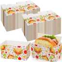 Dicunoy 100 PCS Disposable Sandwich Paper Boxes, Egg Sandwich Take Out Containers, Mini Burger Boxes Toast Holding Bread Tray for French Fries, Craft Dessert, Waffle, Pastry, Food Truck Business