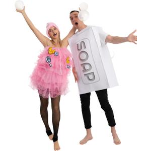 Spooktacular Creations Loofah and Soap Costume, Halloween Couples Costume for Adult for Halloween Cosplay Party (Pink)