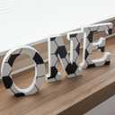 Soccer Wood ONE Sign, Decorative Wooden Block Word Signs, Freestanding Wooden Letters,Set of 3 Soccer 6 Inch ONE Signs