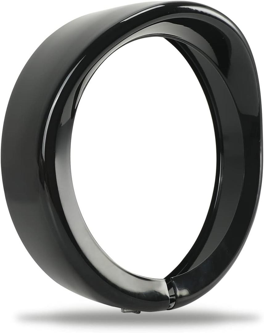 SUNPIE 7" Headlight Visor Trim Ring Motorcycle Headlamp Frenched Rings Decorate Accessories Compatible with Harley Trike Road King Touring Electra Glide Heritage(Gloss Black)