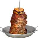 BBQ Vertical Skewer Pan Gyro Spit Stand for oven, Al Pastor Shawarma Skewer for Grill, El Pastor Hack for Tacos Al Pastor Chicken, Brazilian, Stainless Steel, with 8",10" and 12" stick