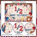 kreat4joy Baseball Half Birthday Decorations, 1/2 Way to First Baseball Backdrop Banner Red White Blue Nude Balloon Arch for Baby Boy Sports 6 Months 1/2 Half Way to One Birthday Party Decorations