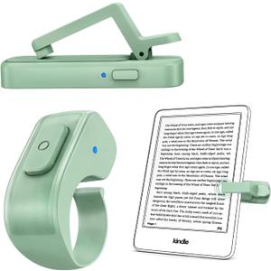 [Case-Friendly] Remote Control Page Turner Ring for Kindle Paperwhite Oasis Scribe Kobo eReaders, Camera Camcorder Remote Controls, Page Turner Clicker for iPhone ipad Tablets with Storage Bag Green