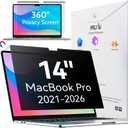 Peslv Magnetic 4 Way Privacy Screen for Macbook Pro 14 Inch (2021-2026, M1, M2, M3, M4, M5), Removable Matte Anti Glare Blue Light Protector, 360 Private Security Filter for Mac Laptop Computer