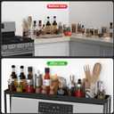 BOIVSHI Stove Top Shelf, Kitchen Over Shelf for Stove, Stove Spice Rack for Top, Adjustable 27-33inch, Fits Various Stove Lengths, Kitchen Spice Organizer, Condiments and BBQ Sauces, Black
