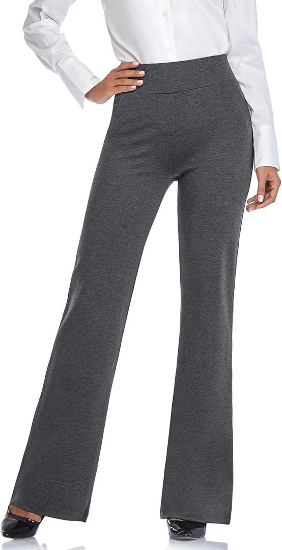 Tapata Women Dress Pants 28"/30"/32"/34" High Waist Stretchy Bootcut Pants Tall, Petite, Regular for Office Business Casual (XX-Large/28" Inseam, New Charcoal)