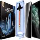 MAGIC JOHN 2 Pack for iPhone 11 Pro Max 6.5 inch Privacy Glass Screen Protector, Auto Dust-Elimination Installation, Bubble Free, Easy Installation