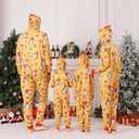 ANGELGGH Family Matching Christmas Onesie Pajamas, Vacation Cute Printed One Piece Pajamas, Xmas Hooded Holiday Sleepwear (Youth, 6-8T, Yellow Gnome) (Yellow)