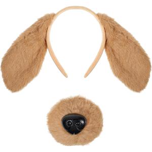 3Pcs Dog Hero Costume Accessories - Baseball Cap Dog Ear Headband Nose for Book Day Cosplay Supplies