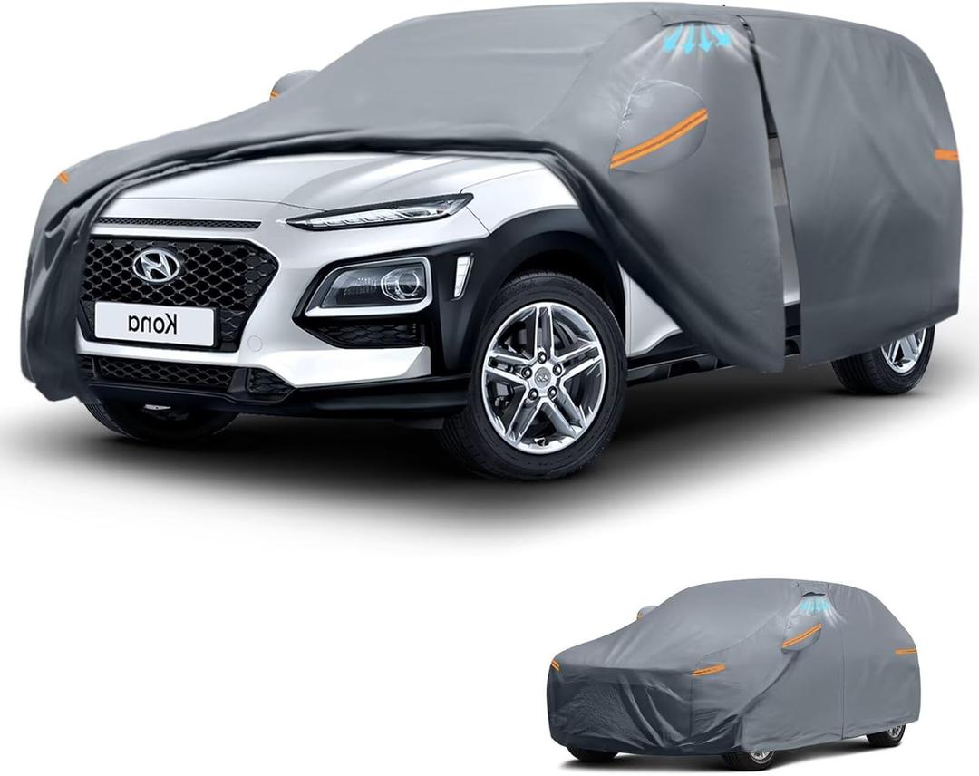 Waterproof Hyundai Kona(2017-2026) Car Cover with Breathable Vents, [2026 Upgrade] Premium Covers with Cotton Liner and Zipper Door, Sun Rain Snow Dust Uv Protection.(Gift with Towel)