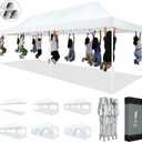 HOTEEL 10x30 Pop up Canopy Tent for Parties, Heavy Duty Easy Setup Tent with 8 Sidewalls, Outdoor Commercial Instant Gazebo for Wedding Event, with Portable Bag & Sand Bags, White(Hexagonal Frame)