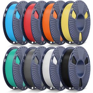 JAYO PLA+ Filament Bundle 1.75mm, PLA 3D Printer Filament Bundle Multicolor, 250g Spool, 8 Pack, 2KG in Total (Black, White, Gray, Mint Green, Lemon Yellow, Sunshine Orange, Cherry Red, Sky Blue)