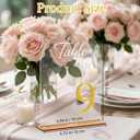 15 Pack Wedding Table Numbers with Acrylic Elegant & Clear for Wedding, 4.7" x 5.6"