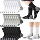 20 Pairs Crew Athletic Socks for Kids Breathable Cushion Crew Socks for Kids Sport Running Traveling, Black, White, Gray