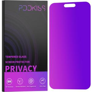 PDDKISS Compatible for iPhone 15 Pro Max Privacy Screen Protector Tempered Glass 6.7 Inch, Purple Gradient Anti Spy Anti Blue Light HD Easy Installation