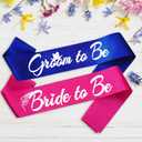 2 x 2pcs Bride to Be and Groom to Be Sash, Bridal Shower Sashes Bachelor Decorations Just Married Gift Engaged Decor Engagement Accessories Bachelorette Party Supplies, Hot Pink+Royal Blue